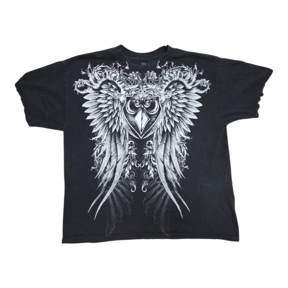 Vintage Y2K Grunge Warlock Emo Cybergoth Shirt With Wings 2XL